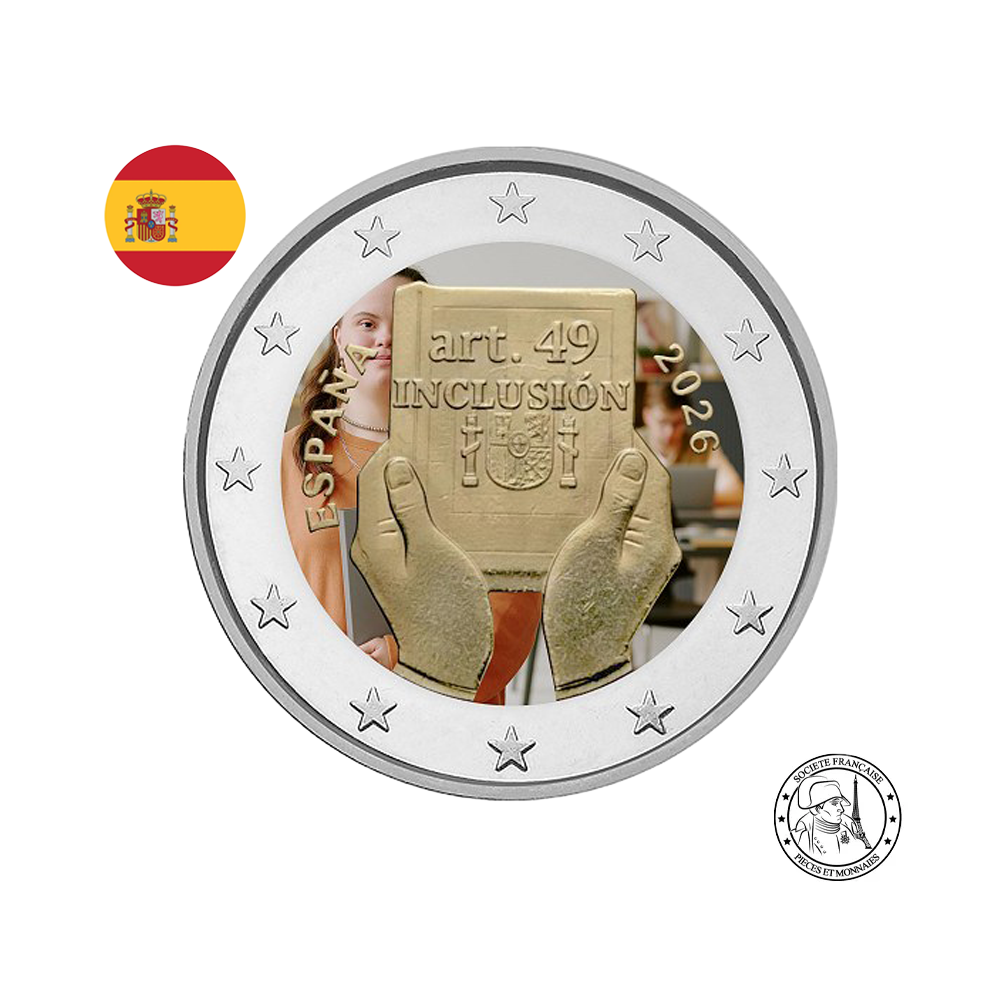 Espagne 2026 - 2 Euro Commémorative - Modification de l'article 49 de la Constitution pour l'inclusion des handicapés - Colorisée (variantes disponibles)