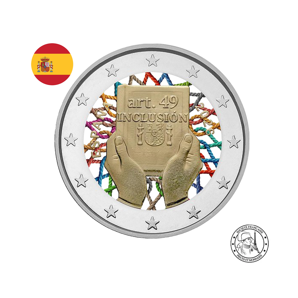 Espagne 2026 - 2 Euro Commémorative - Modification de l'article 49 de la Constitution pour l'inclusion des handicapés - Colorisée (variantes disponibles)