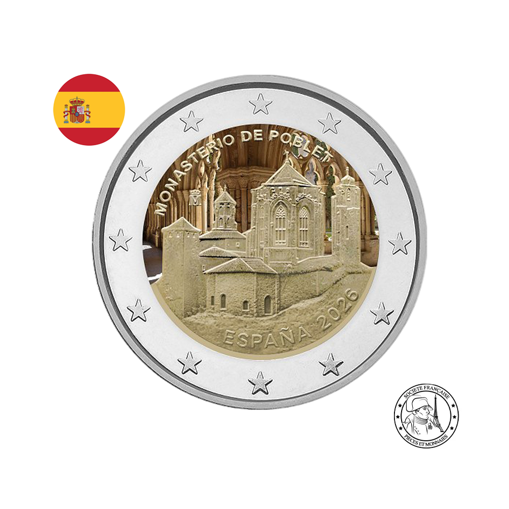 Espagne 2026 - 2 Euros Commémorative - Monastère de Poblet - Colorisée (variantes disponibles)