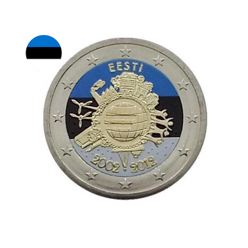 Estonie 2012 - 10 ans de l'Euro - 2 Euro Commémorative - Colorisée