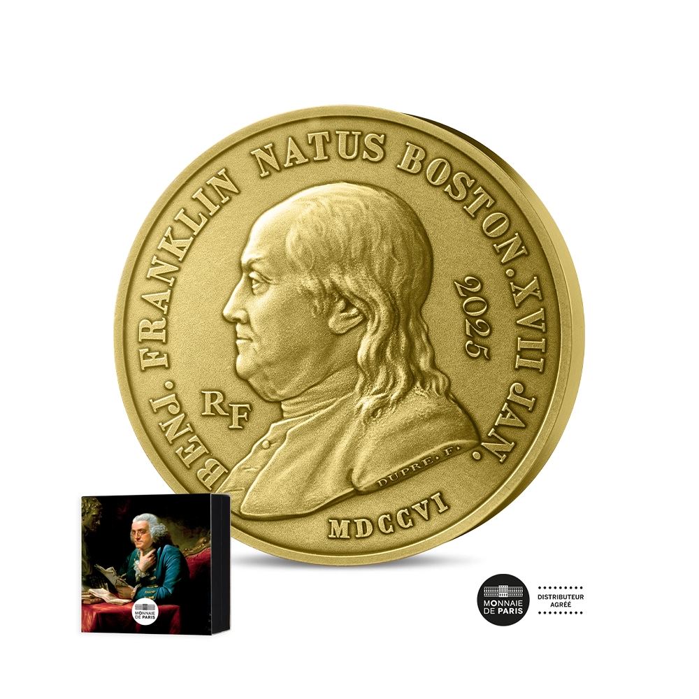 Benjamin Franklin et Génie Ailé - Monnaie de 200€ Or 1 Oz - BE 2025