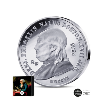 Benjamin Franklin et Génie Ailé - Monnaie de 20€ Argent 1 Oz - BE 2025