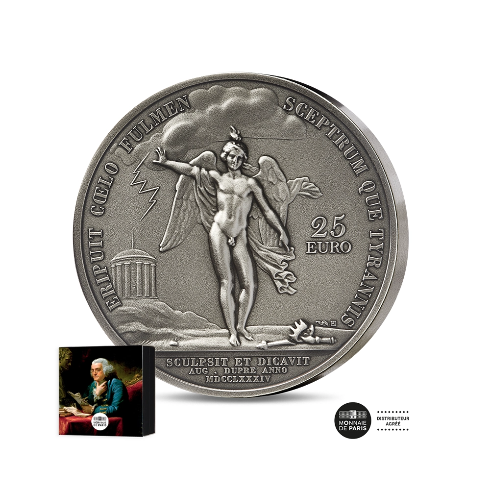 Benjamin Franklin et Génie Ailé - Monnaie de 25€ Argent 2 Oz - BE 2025