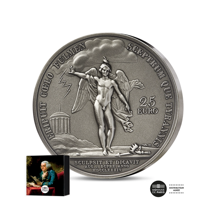 Benjamin Franklin et Génie Ailé - Monnaie de 25€ Argent 2 Oz - BE 2025