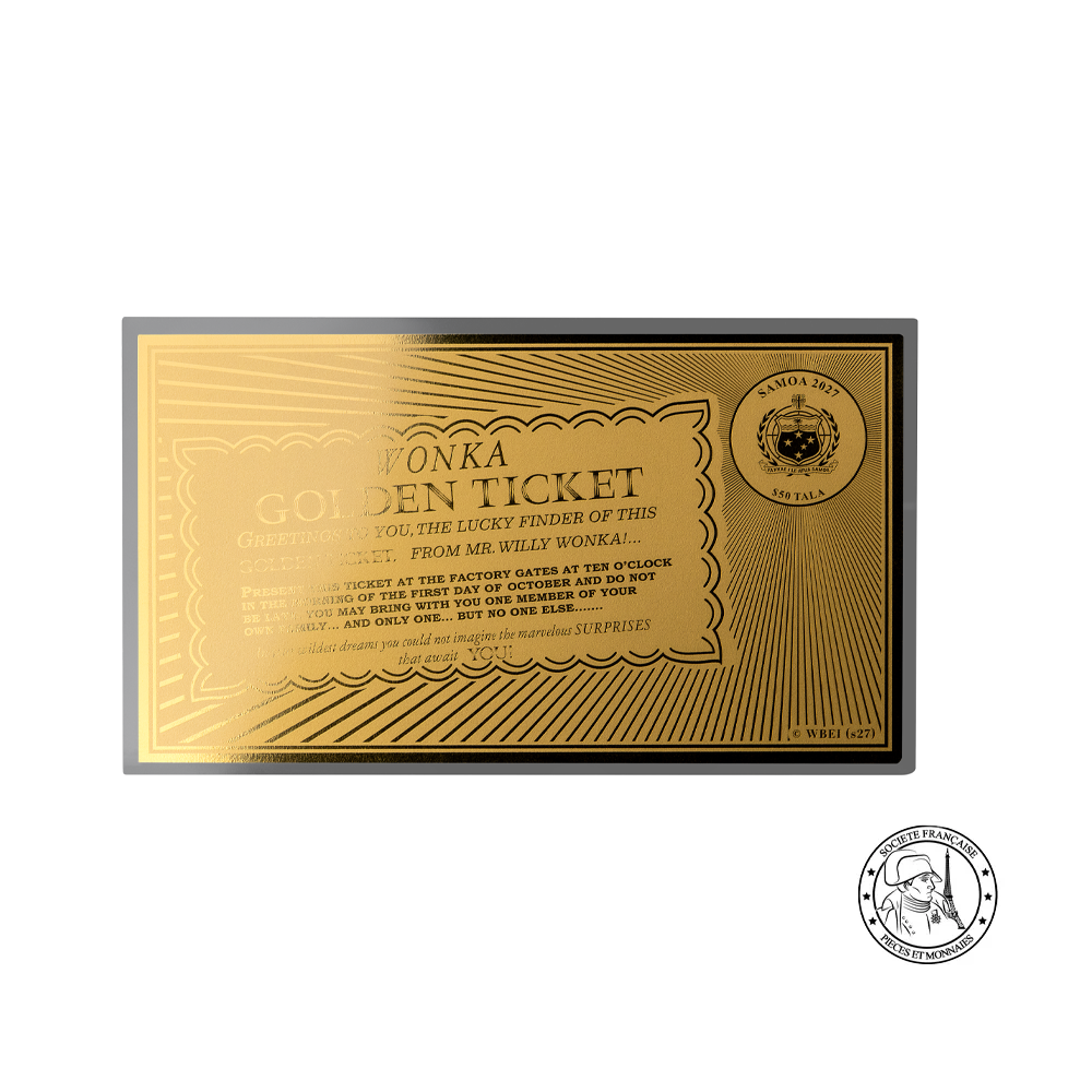 ⁣⁢Willy Wonka - Χρυσό Εισιτήριο - 50 Dollars Tala 0.5 g Χρυσό - 2027⁤⁣