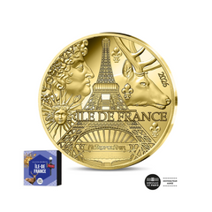 ⁣⁢Les Régions 2026 - Île-de France - Moneta da 5 Euro in Oro ½ g - Fondo Specchio⁤⁣