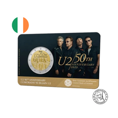 ⁣⁢Irlanda 2026 - 2 Euros Comemorativa - 50 anos do grupo U2 - BNC⁤⁣