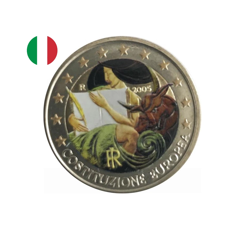 Italie 2005 - Constitution Européenne - 2 Euro Commémorative - Colorisée