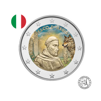 Italie 2026 - 2 Euros Commémorative - Saint François d'Assise - Colorisée (variantes disponibles)
