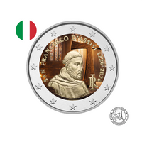 Italie 2026 - 2 Euros Commémorative - Saint François d'Assise - Colorisée (variantes disponibles)