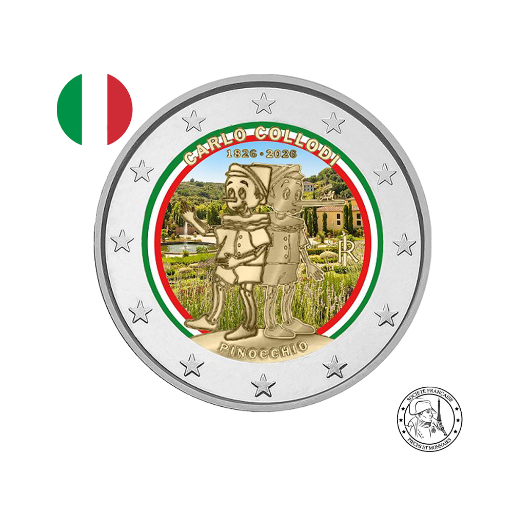 Italie 2026 - 2 Euros Commémorative - Pinocchio - Colorisée