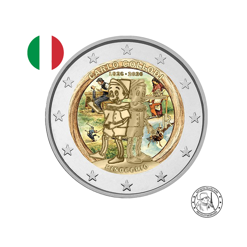 Italie 2026 - 2 Euros Commémorative - Pinocchio - Colorisée