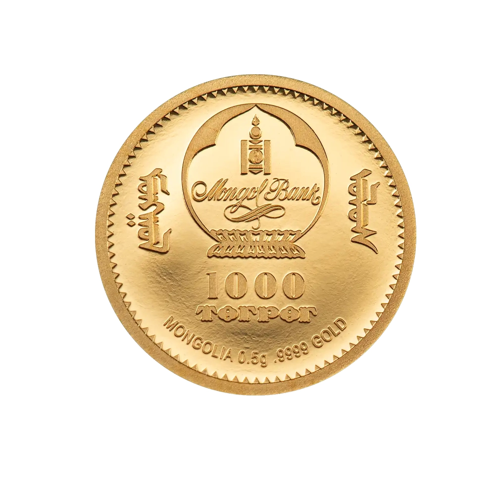 Chinggis Khaan - Monnaie d'un ½ grammes d'or - BE 2026