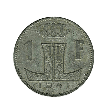 1 Franken - Leopold III. - Rau - Belgien - 1941-1947