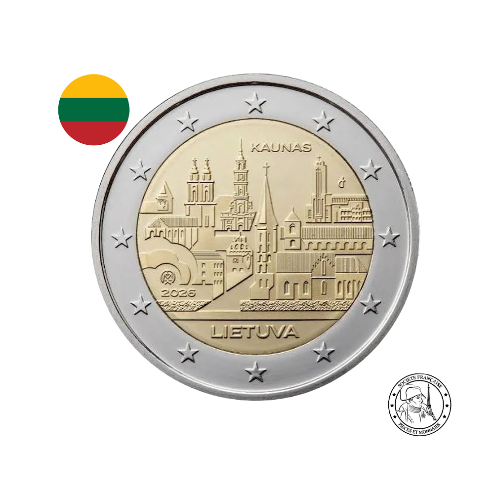 ⁣⁢Lituania 2026 - 2 Euro Commemorativa - Città di Kaunas⁤⁣