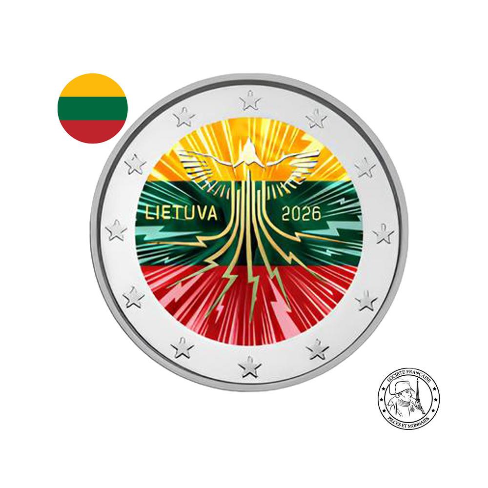 Lituanie 2026 - 2 Euros Commémorative -  Indépendance énergétique - Oiseau de la liberté - Colorisée