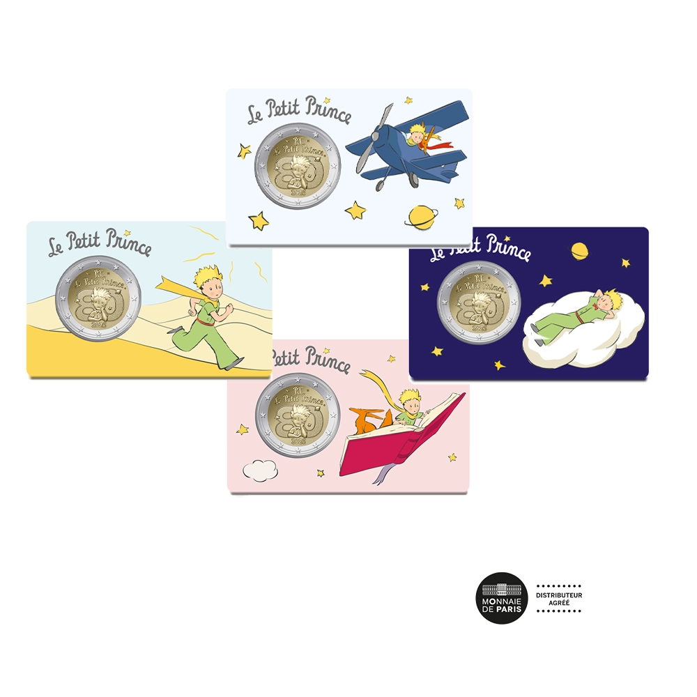 Lot de 4 Coincard - 80 ans du Petit Prince 2026 - 2 Euro Commémorative - BU