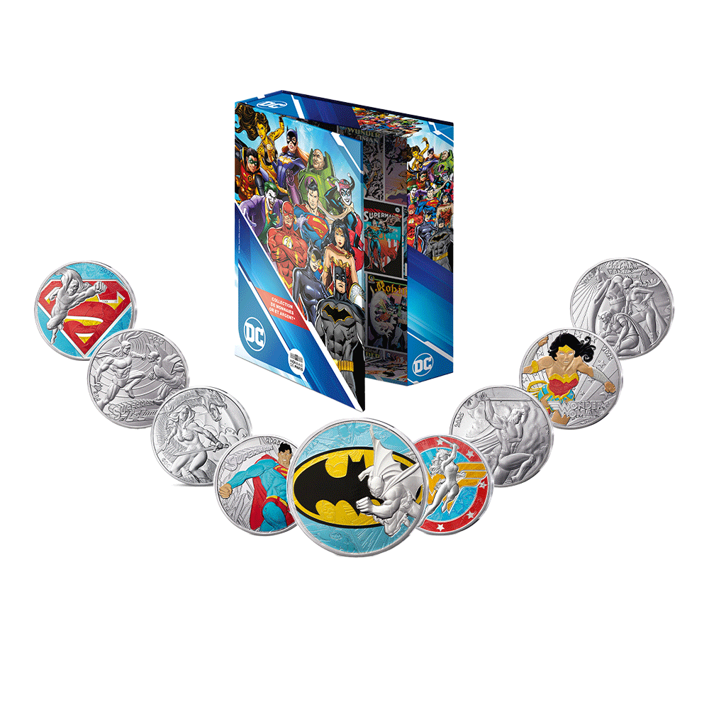 DC Comics - Lot de 9 monnaies de 10€ Argent avec coffret collector - Vague 2 - 2025