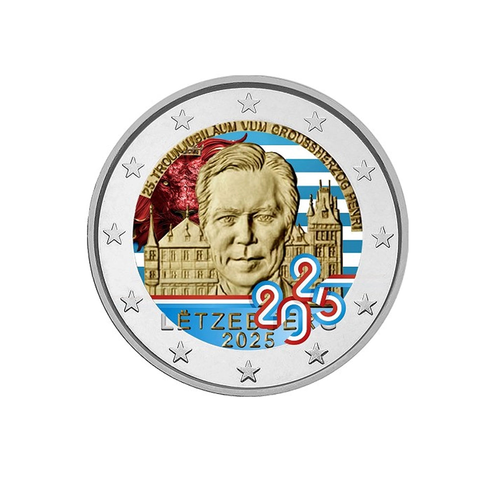 Luxembourg 2025 - 2 Euro Commémorative - 25 ans de Règne du Grand-Duc Henri - Colorisée (variantes disponibles)
