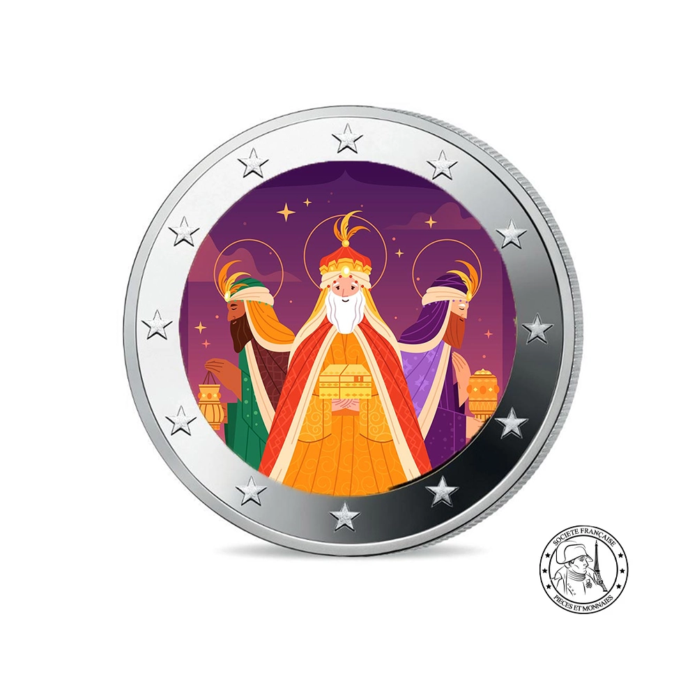Les Rois Mages - 2 Euro Commémorative - Colorisée