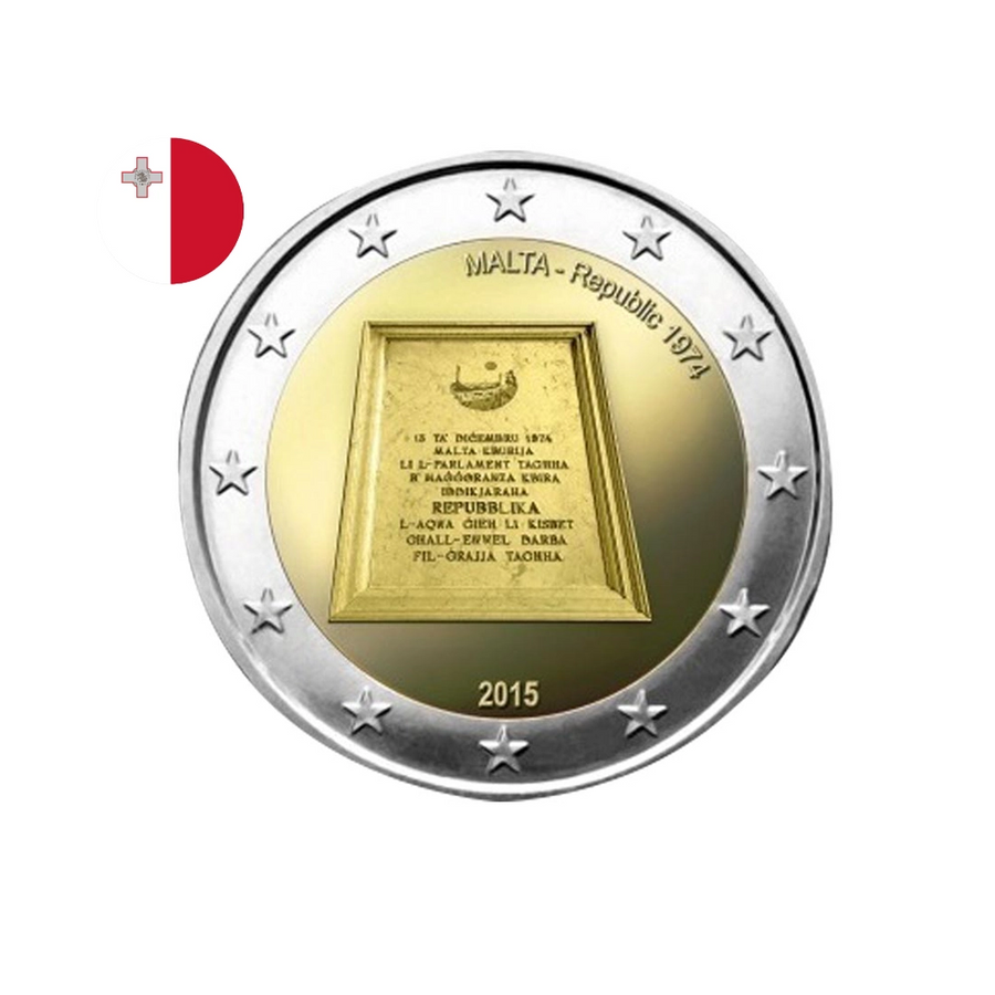 Malte 2015 - 2 Euro Commémorative - Proclamation de la République 1974