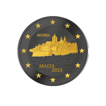 Malte 2025 - 2 Euro Commémorative - Ville Fortifiée de Mdina - Ruthénium