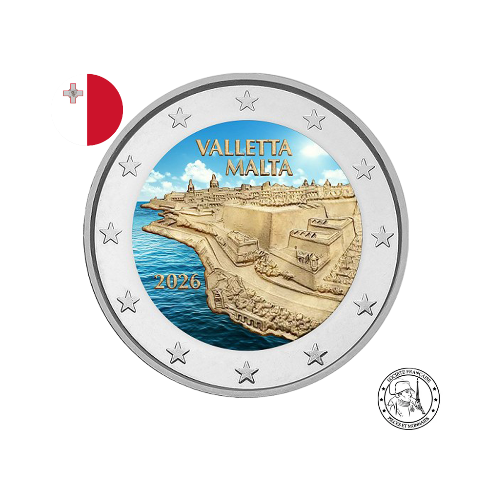 Malte 2026 - 2 Euros Commémorative - Ville de la Valette - Colorisées