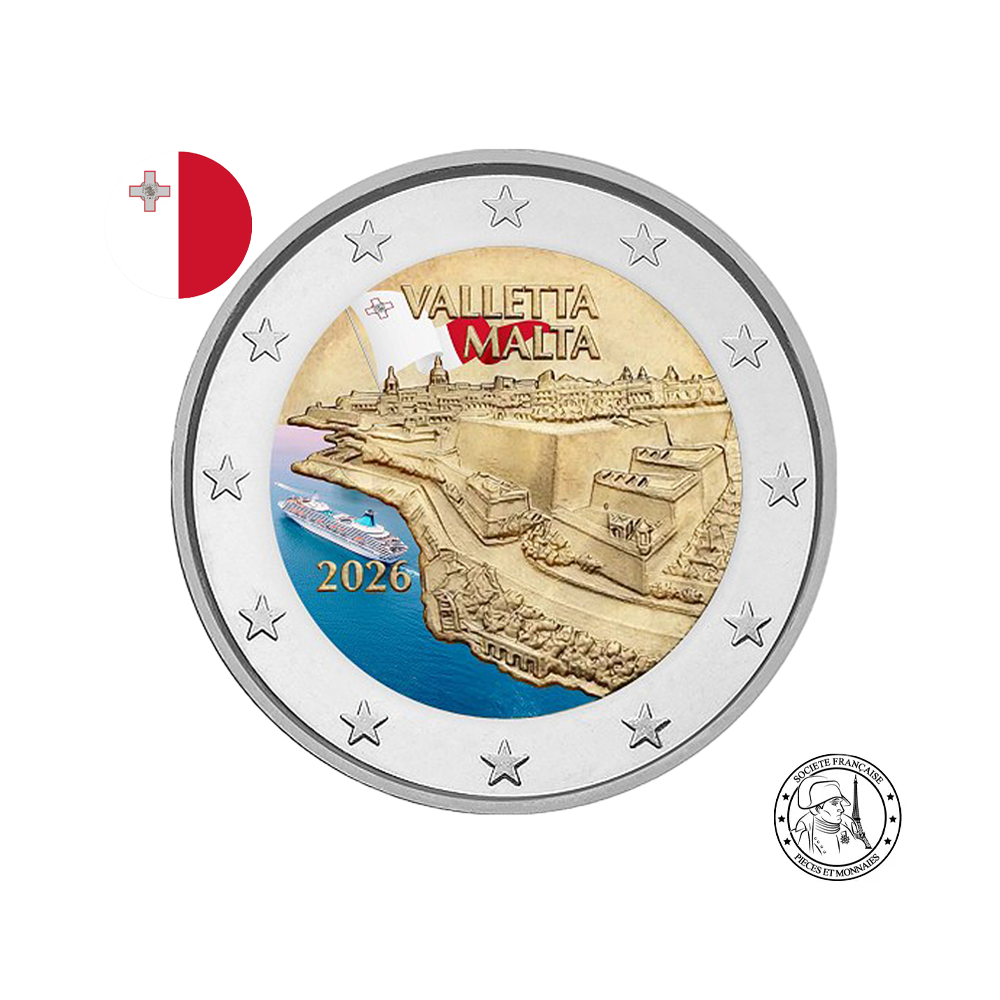 Malte 2026 - 2 Euros Commémorative - Ville de la Valette - Colorisées