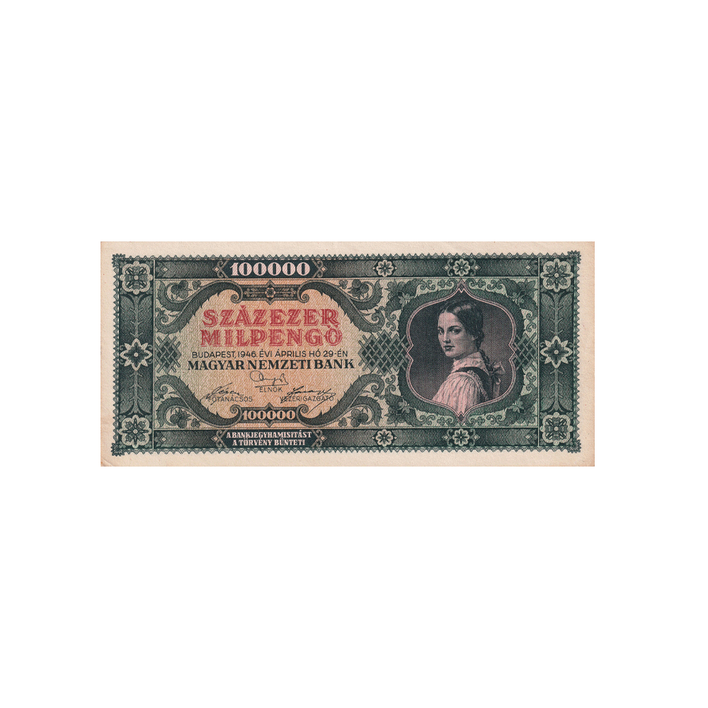 Hongrie - Billet de 100 000 Milpengö - 1946