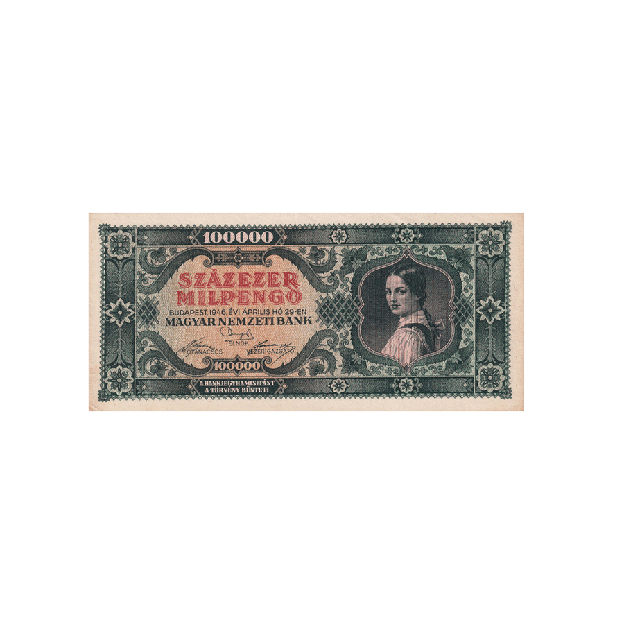 Hongrie - Billet de 100 000 Milpengö - 1946