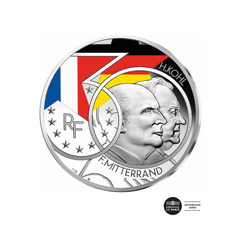 ⁣⁢Dvinacionaliai 2020 m. – Mitterrandas ir Kohlas – 10 eurų moneta – Sidabras – „Proof“⁤⁣