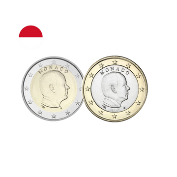 Monaco 2024 - Lot de 1 et 2 Euro Commémorative - Profil du Prince