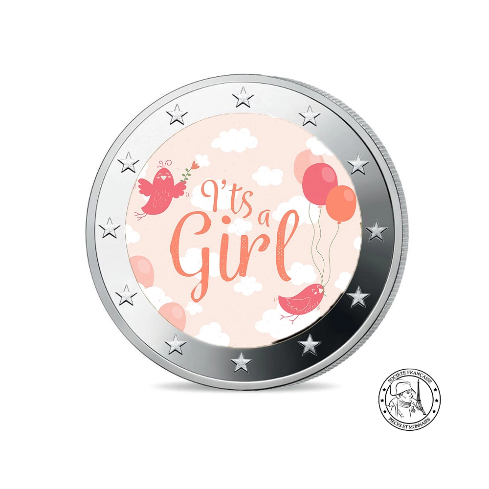 Naissance - Fille - 2 Euro Commémorative - Colorisée