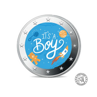 Naissance - Garçon - 2 Euro Commémorative - Colorisée