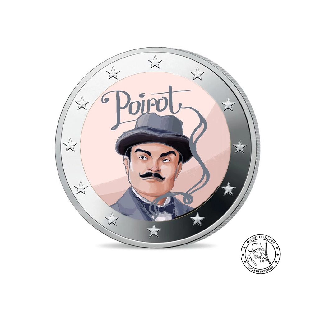 Hercule Poirot - 2 Euro Commémorative - Colorisée