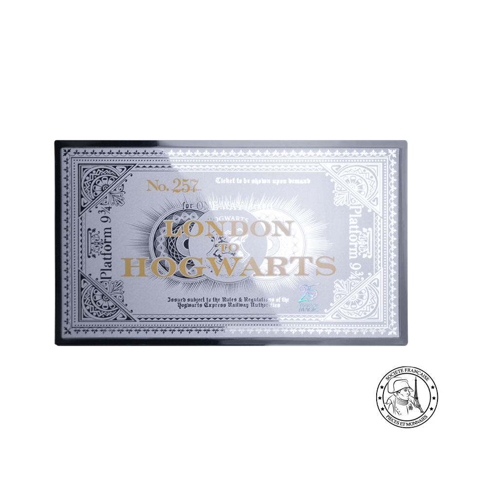 Harry Potter -  Ticket Poudlard Express - Billet de 1 Dollar Argent
