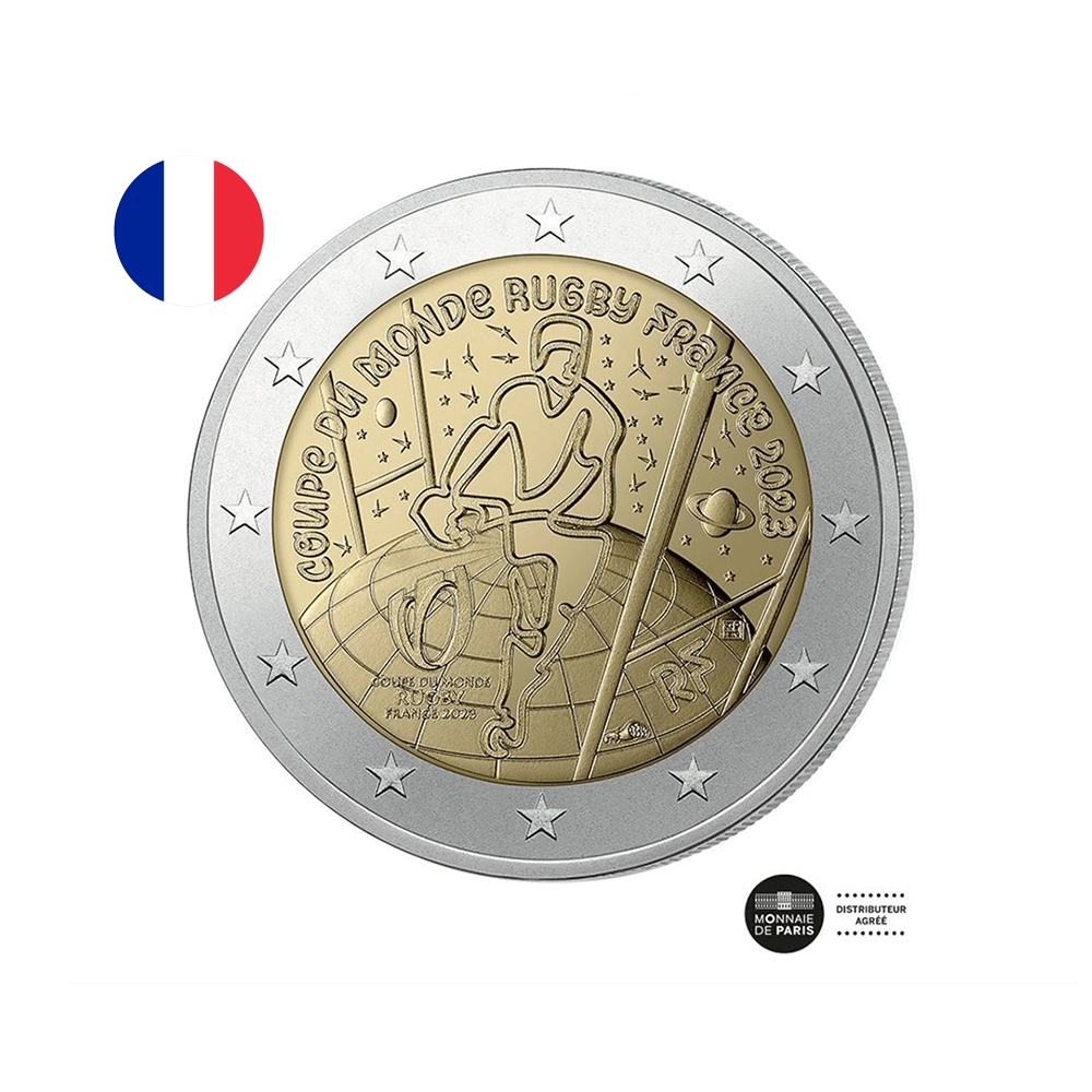 France 2023 - 2 Euro Commémorative - Coupe du monde de Rugby - Fleur de Coin