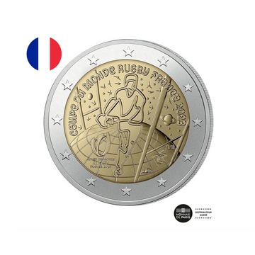 France 2023 - 2 Euro Commémorative - Coupe du monde de Rugby - Fleur de Coin