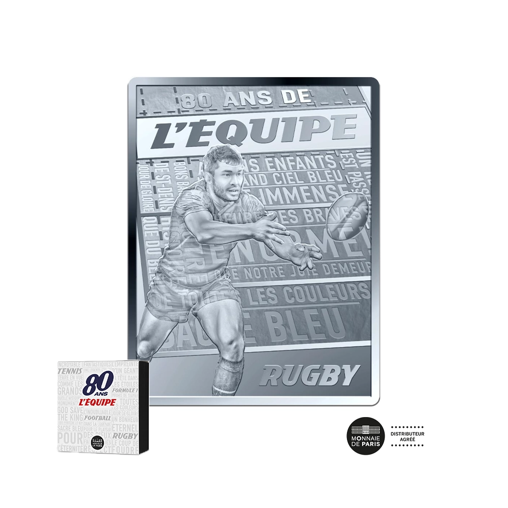 80 ans du journal de l'Equipe - Rugby - Monnaie de 10 Euros Argent - BE 2026
