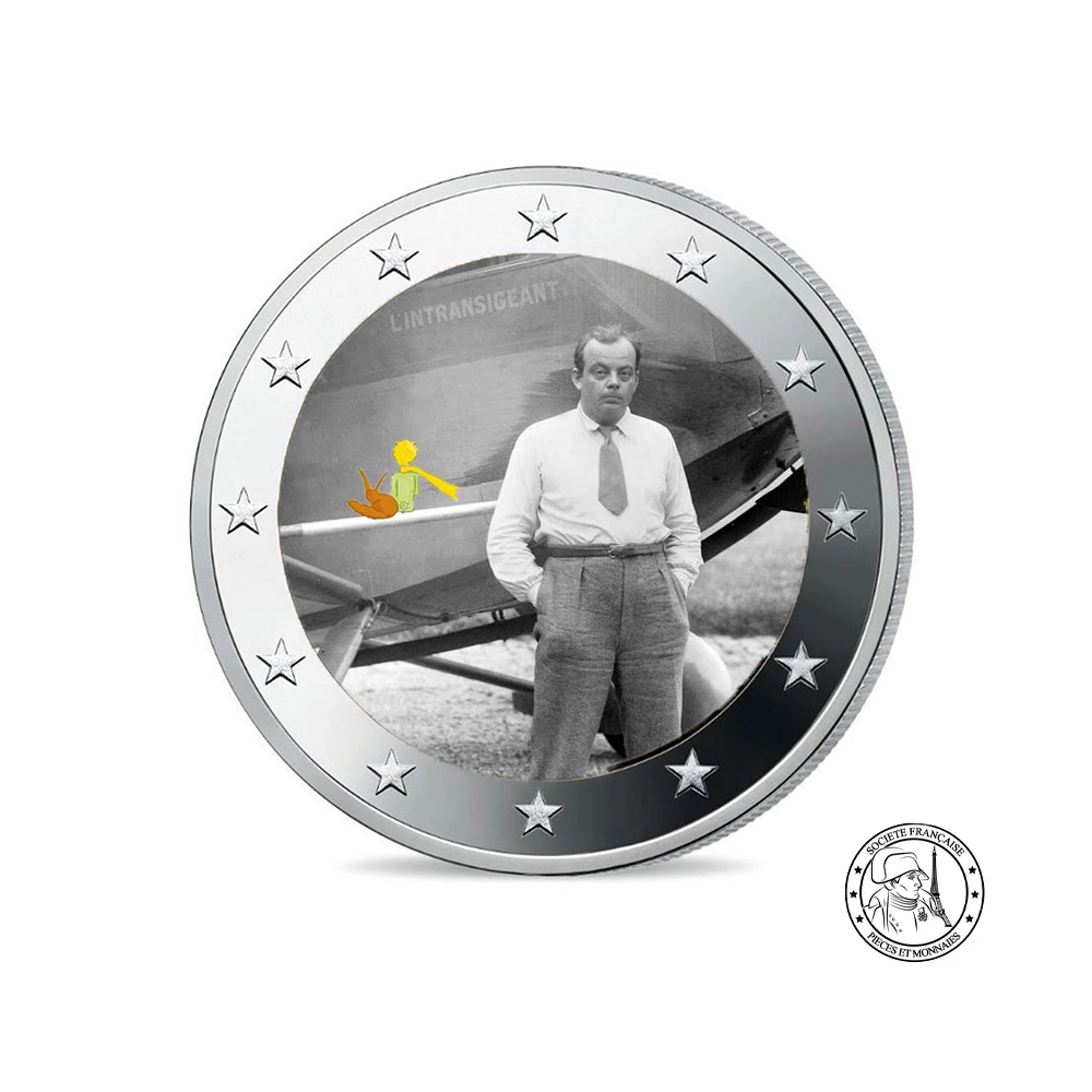 Antoine de Saint-Exupéry - 2 Euros Commémorative - Colorisée