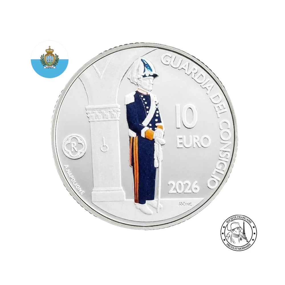 ⁣⁢San Marino - Milizkompanie - 10 Euro Silbermünze - PP 2026⁤⁣