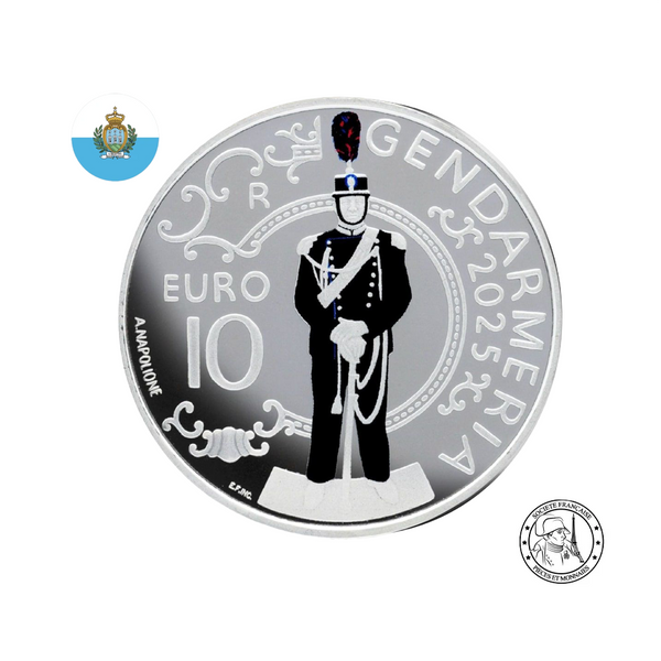 ⁣⁢San Marino - Gendarmerie - 10 Euro Silver Coin - BE 2025⁤⁣