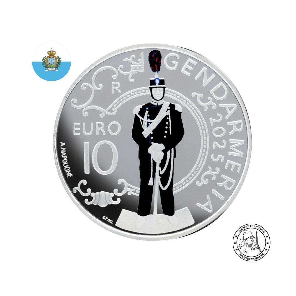 ⁣⁢San Marino - Gendarmeriet - 10 Euro sølvmønt - BE 2025⁤⁣