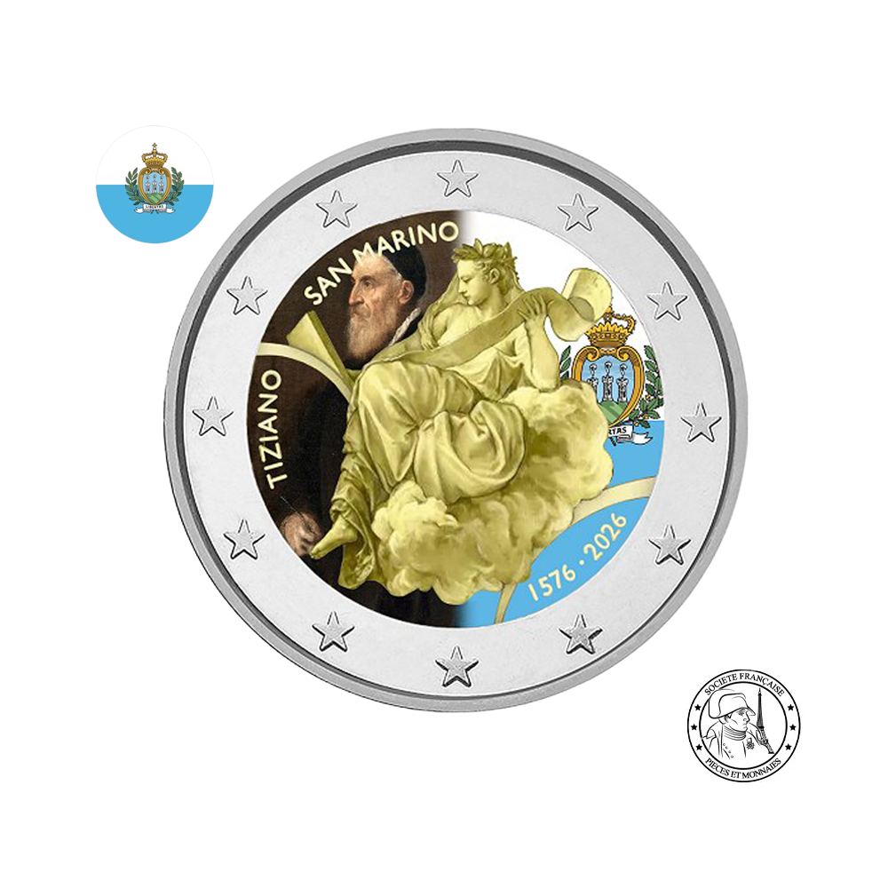Saint-Marin 2026 - 2 Euros Commémorative - 450 ans de la mort de Titien - Colorisée