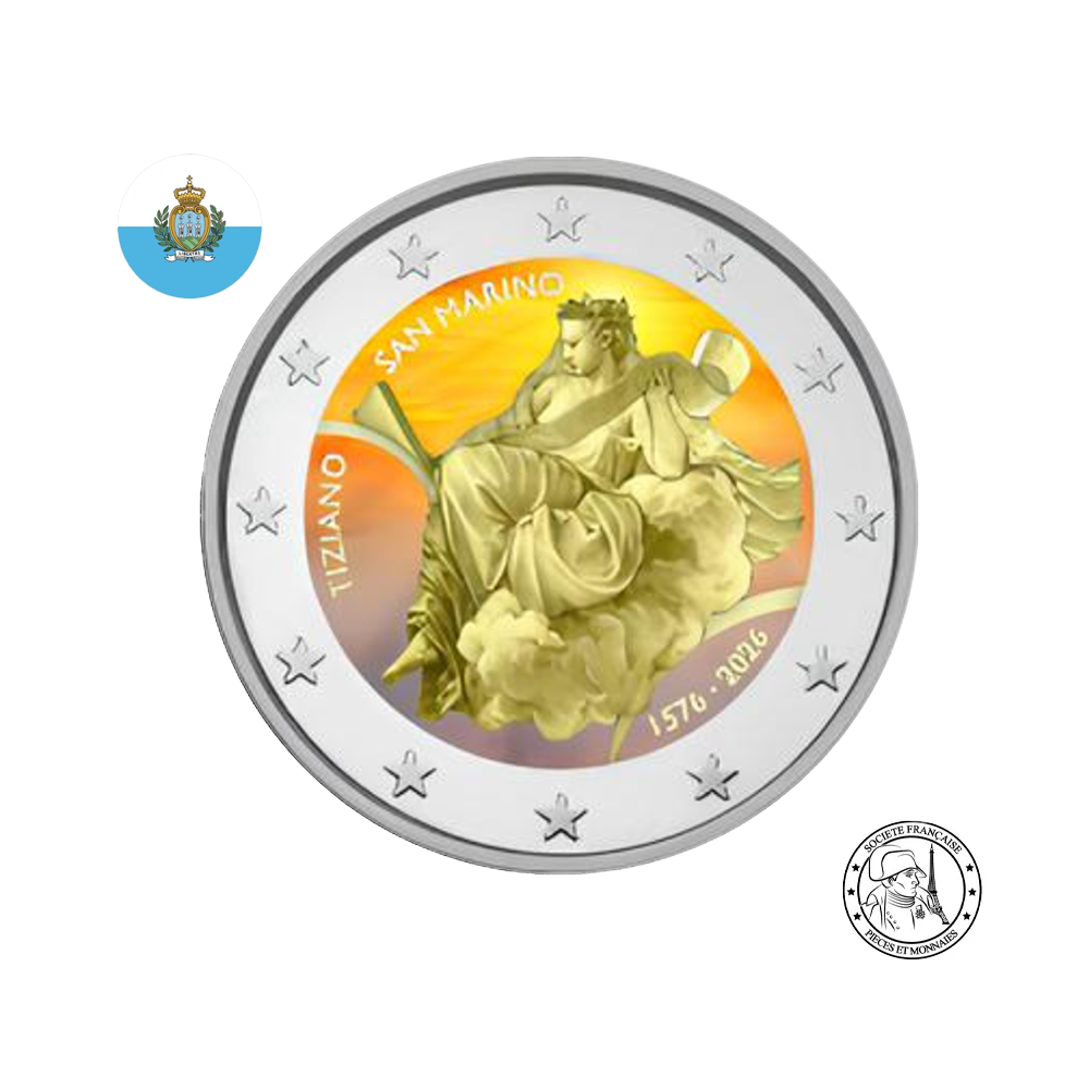 Saint-Marin 2026 - 2 Euros Commémorative - 450 ans de la mort de Titien - Colorisée