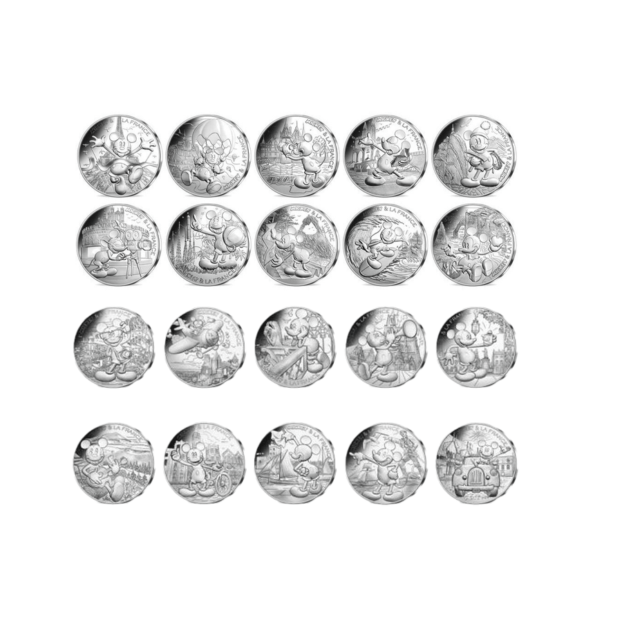 Mickey & la France - Lot des 20 monnaies de 10€ argent - 2018