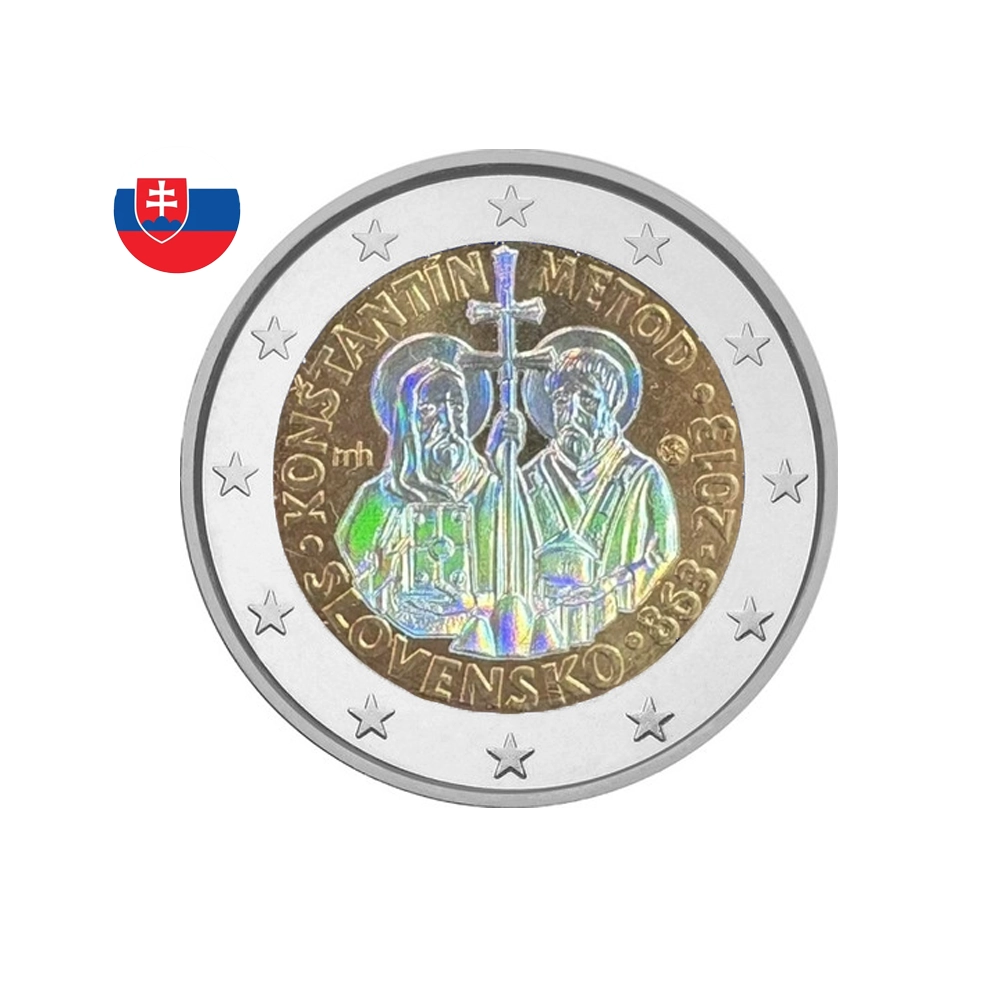 Slovaquie 2013 - 2 Euro Commémorative - 1150e anniversaire de l'arrivée des apôtres Cyrille et Méthode - Colorisée