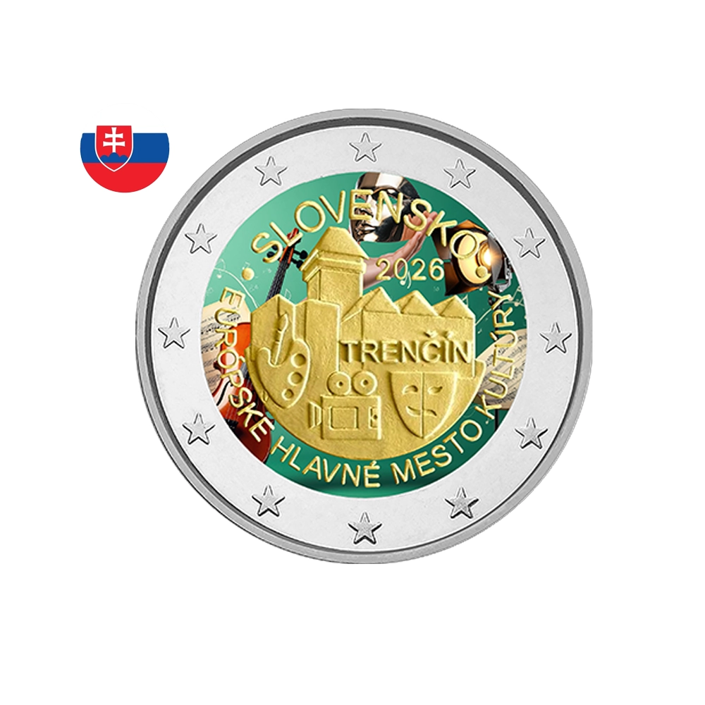 Slovaquie 2026 - 2 Euros Commémorative - Trenčín - Capitale de la culture - Colorisée