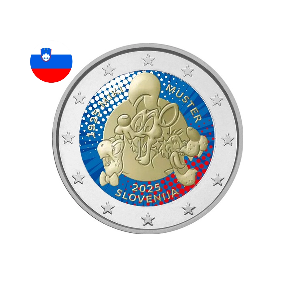 Slovénie 2025 - 2 Euros Commémorative - 100 ans de Miki Muster - Colorisée