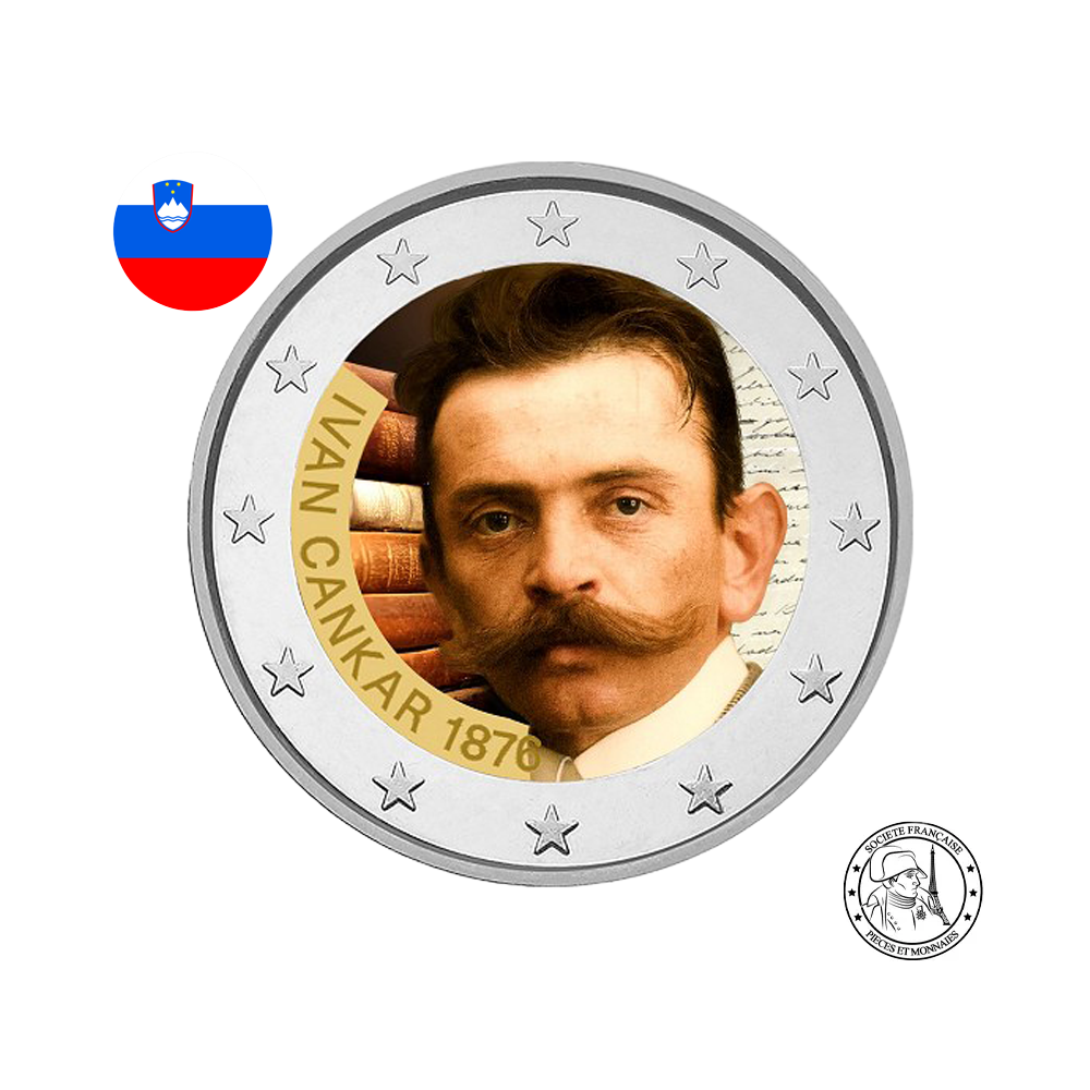 Slovenie 2026 - 2 Euros Commémorative - anniversaire de la naissance d'Ivan Cankar - Colorisées